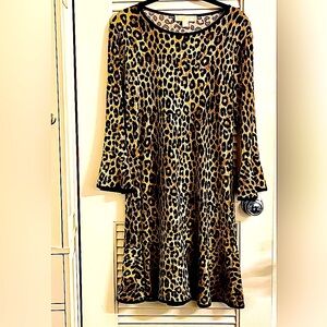 MICHAEL KORRS Leopard Print Dress Size Petite Medium